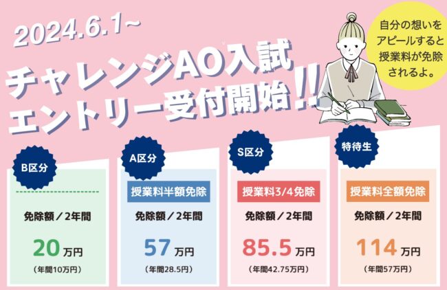 6月1日からAOエントリー受付開始しました。